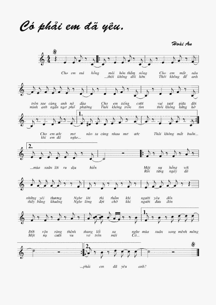 Sheet nhạc Có Phải Em Đã Yêu